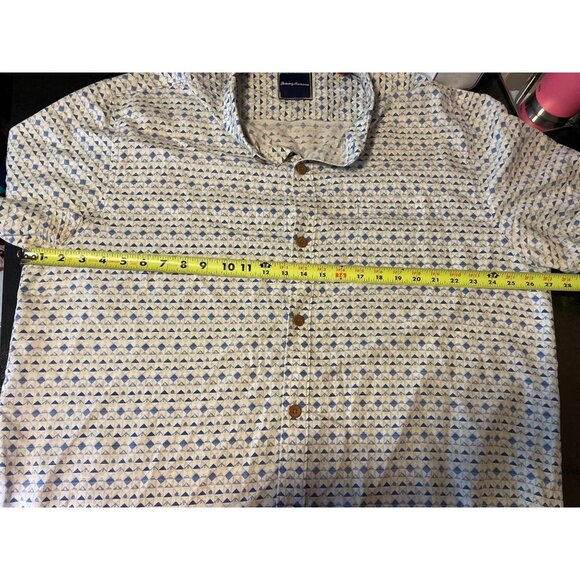 Tommy Bahama Mens Blue White Patterned Short Sleeve Button Front Shirt Sz 2XL - Picture 5 of 10